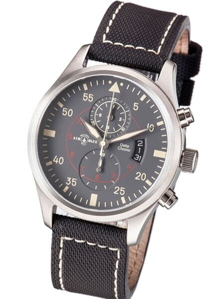 Air Blue Delta Chronograph Pilot Watch with 44mm Case, Sapphire Crystal #DELTACHRONOSSGREY