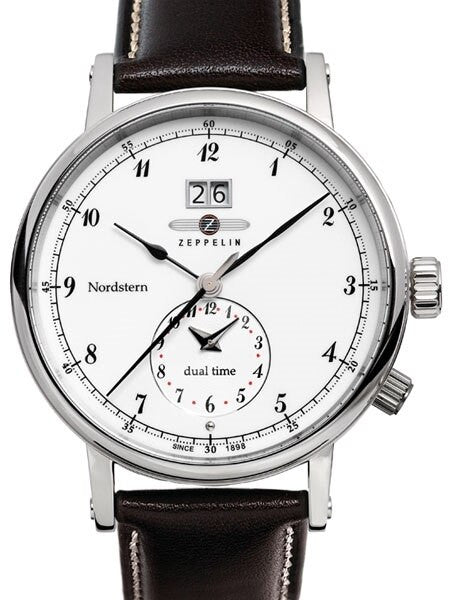 Scratch and Dent - Graf Zeppelin NORDSTERN series, Dual Time Big Date Watch, White Dial #7540-1