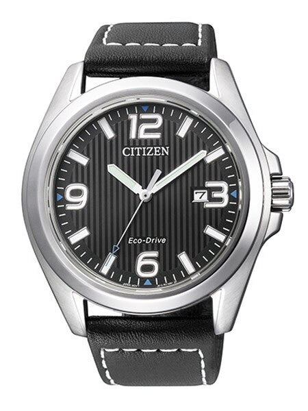 Citizen Eco-Drive Black Dial Sport Watch with Black Leather Strap #AW1430-19E