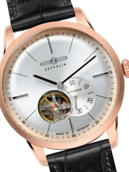 Graf Zeppelin Flatline Automatic Open-Heart Watch with Small Seconds #7362-4