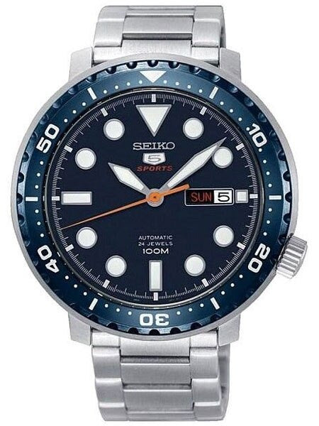 Seiko 5 Sports Automatic 24-Jewel Bottle-Cap Watch with Dark Blue Dial #SRPC63K1