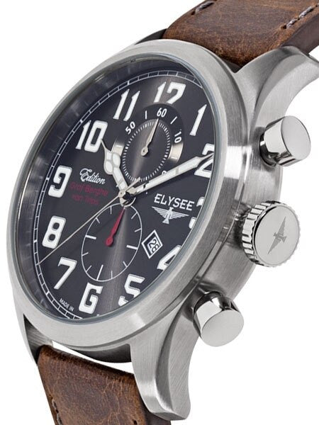 Elysee 46mm Kerpen Quartz Chronograph Watch with 60-minute Stopwatch and Sapphire Crystal #38008