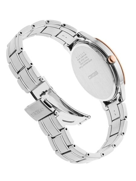 Seiko 40mm Two-Tone Quartz Watch with OmbrÃ© Brown Dial and Stainless Steel Bracelet #SGEH90