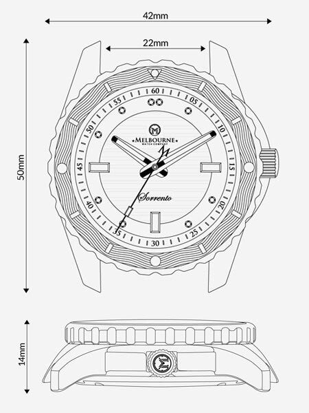 Melbourne Sorrento 200 Meter Automatic Dive Watch with White Dial, Blue Bezel #SO.42.A.3HN.03