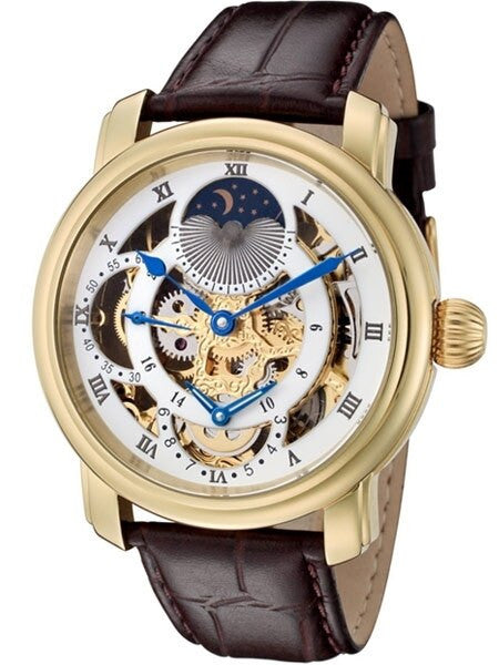 Rougois Dual Time Zone Skeleton Automatic Watch with Day/Night Moonphase #RG305G