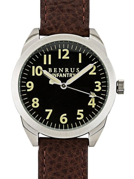 BENRUS 41mm Stainless Steel, Military-Inspired Quartz Infantry Watch #BR024A