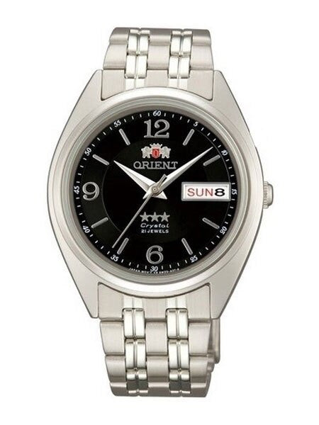 Orient Automatic Watch with Black Dial, Day-Date and SS Bracelet #AB0000EB