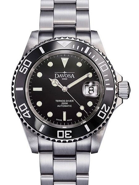 Davosa Ternos Swiss Automatic 200 Meter Dive Watch with Black Dial #16155550