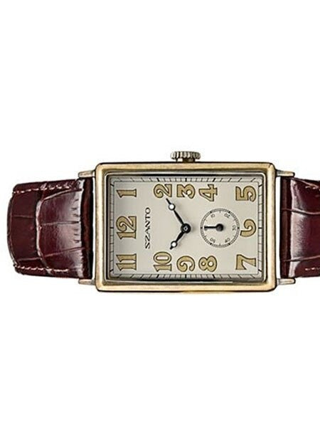 Szanto Stealth Antique Gold Ion Plated Vintage Inspired Dress Watch #4202