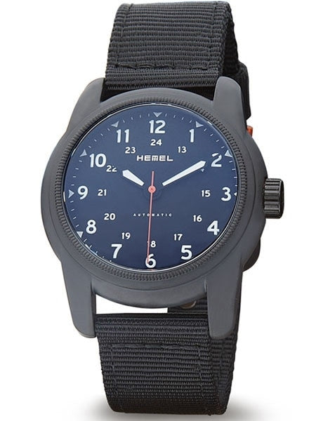 HEMEL 24 Automatic Military-Styled Watch Black Ion-Plated Case and Sapphire Crystal #HMNO1