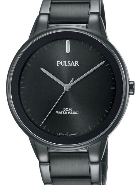 Pulsar Black Dial Quartz Watch with Matching Bracelet #PG2045