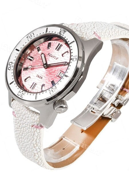 Squale 500 Meter Swiss Made Automatic Dive Watch with Pink Wave Dial  #1521-PK