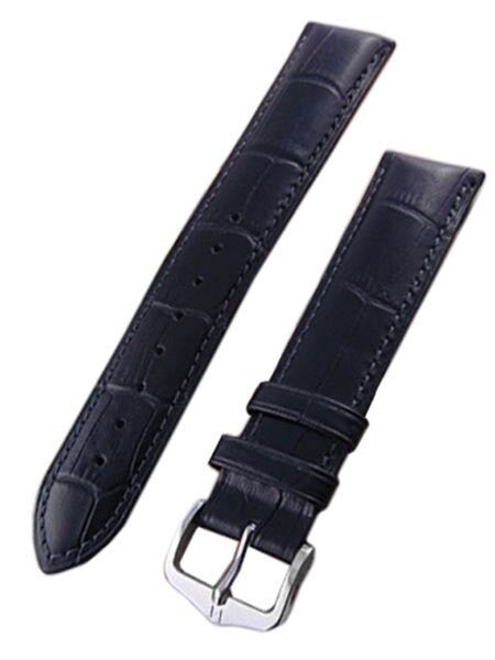 Hirsch Extra-Long Duke Black Alligator Embossed Natural Leather Watch Strap #010282-50