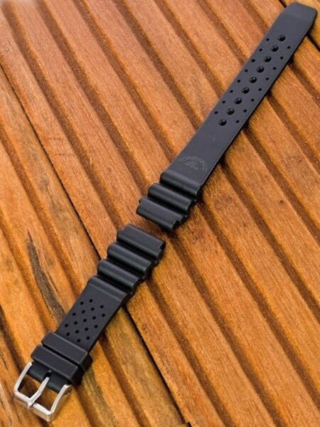 Squale 1521 OEM 20mm Black Natural Rubber Dive Watch Strap #1521-BK