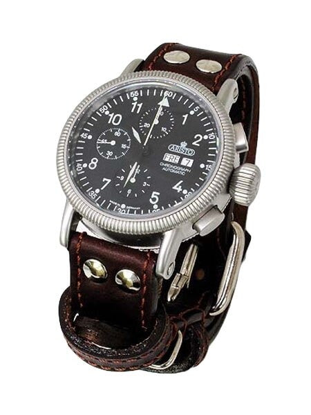 Aristo 3H123 Swiss Valjoux 7750 Automatic Chronograph Aviator Watch