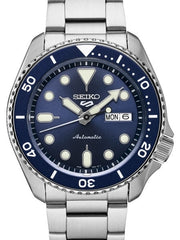 Seiko 5 Sports 24-Jewel Automatic Watch with Blue Dial and SS Bracelet #SRPD51