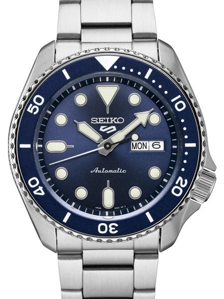 Seiko 5 Sports 24-Jewel Automatic Watch with Blue Dial and SS Bracelet #SRPD51