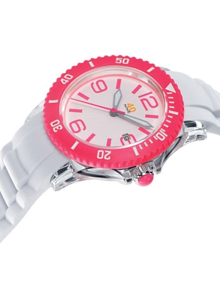 40Nine Clear Plastic 41.5mm Case with White Silicone Rubber Strap #40NINE03-WHITEPINK3