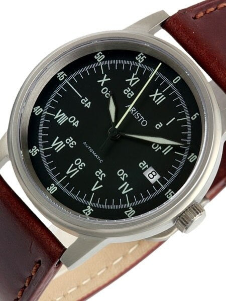 Aristo 5H87 Swiss Automatic Watch with Black Sextant Dial #5H87