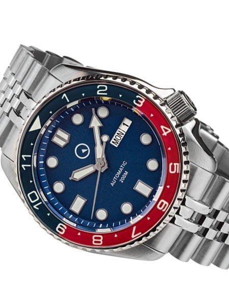Islander 43mm Automatic Dual-Time Watch with Solid-Link Bracelet, AR Sapphire Crystal, and Luminous Sapphire Bezel Insert #ISL-50