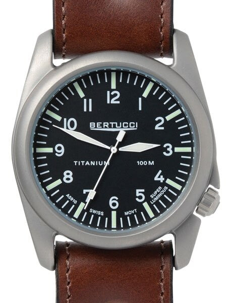 Bertucci A-4T Vintage 44 Titanium Watch with an Aviator Strap #13403