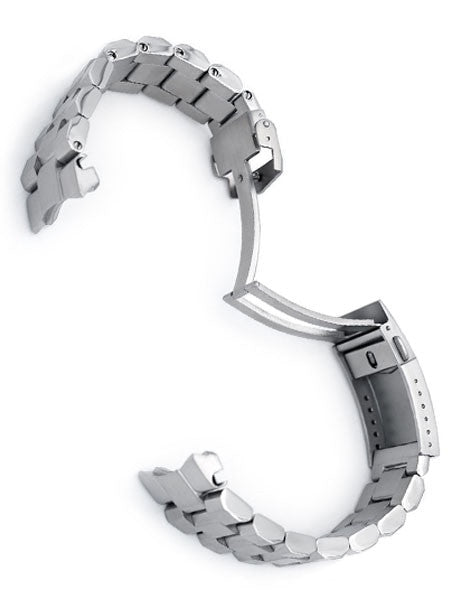 Strapcode 22mm Hexad-O "Boyer" 316L Stainless Steel Watch Band for Seiko New Samurai #SS221820B066