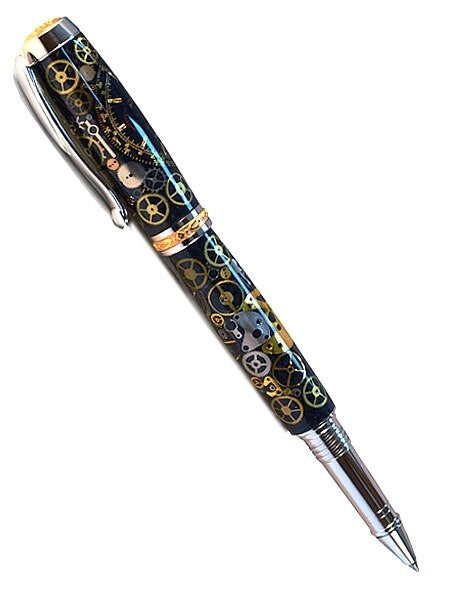 Artisan Crafted Collectable Pen made with a Breitling dial and assorted gears, cogs, screws and bridges #WPP301RB
