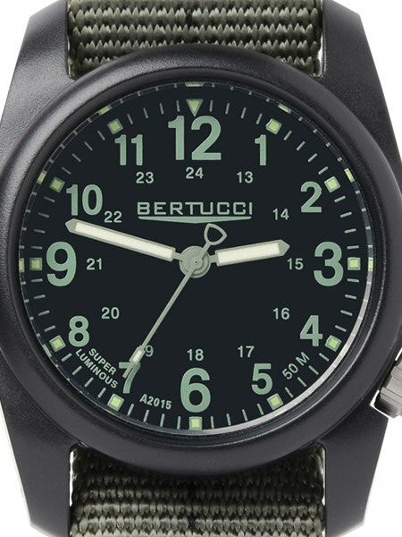 Bertucci DX3 Field Resin Watch, Dash-Striped Nylon Strap, Black Dial - 11040