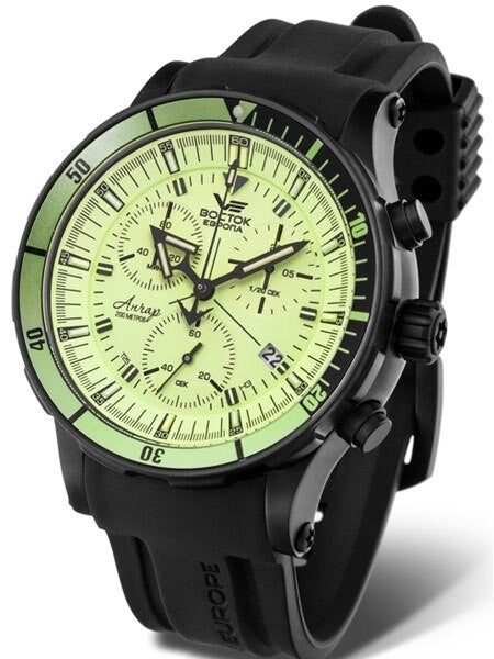 Vostok-Europe Anchar Mens Chronograph Dive Watch with Luminous Dial, Tritium Tube Illumination #5104214