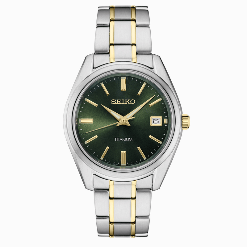 Seiko 40mm Titanium Quartz Watch with Sapphire Crystal and Titanium Bracelet SUR377