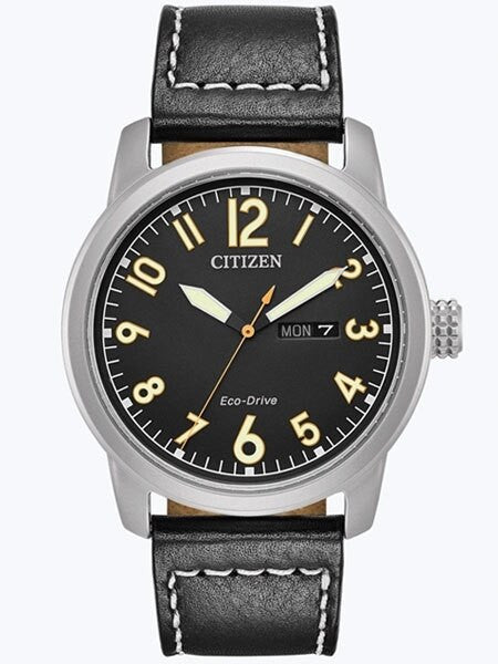 Citizen Chandler Eco-Drive Black Dial Watch with Black Leather Strap #BM8471-01E