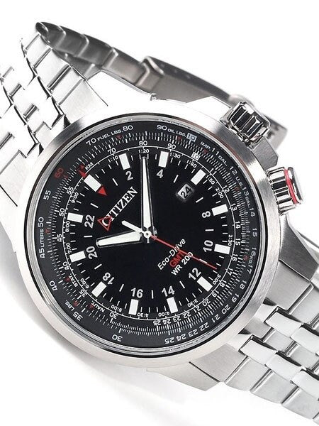 Citizen Eco-Drive Aviator GMT Watch with Inner Slide Rule Bezel #BJ7070-57E