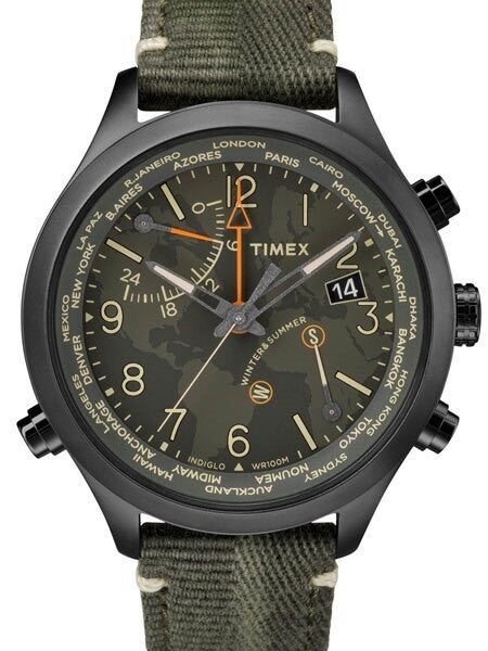 Timex 43mm Waterbury Quartz World Time Watch with INDIGLO Night-Light #TW2R43200VQ