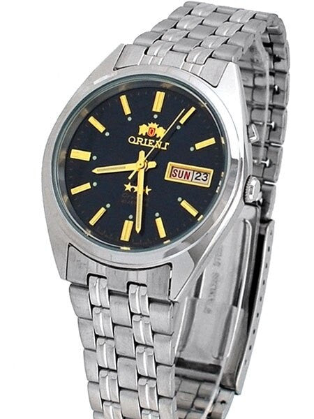 Orient Automatic Watch with Black Dial, Day-Date and SS Bracelet #EM0401PB