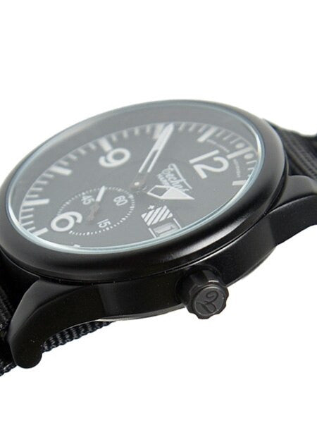 Techne Harrier Aviator Quartz Watch with 41mm Black Aluminium Case  #388.123