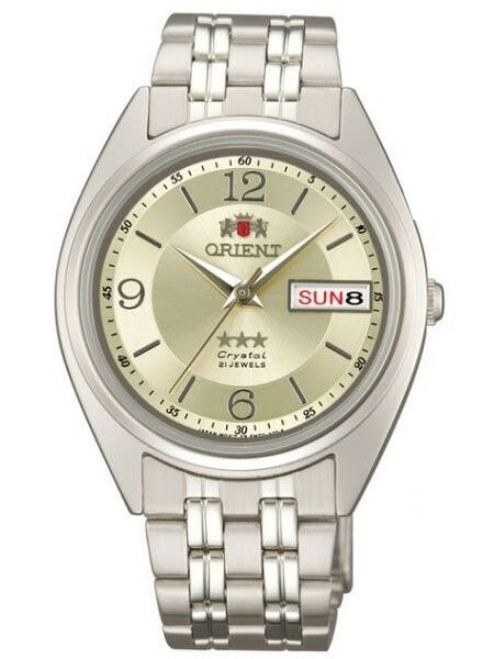 Orient Automatic Watch with Champagne Dial, Day-Date and SS Bracelet #AB0000EC