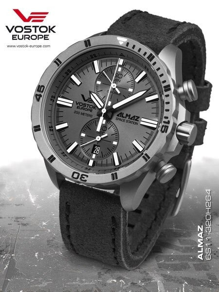 Vostok-Europe Almaz Titanium Two-Eye Quartz Chronograph with 60-Minute Stopwatch #320H264