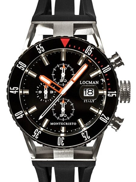 Locman Montecristo 200 Meter Quartz Chronograph Dive Watch with 44mm Case #512BKORBK