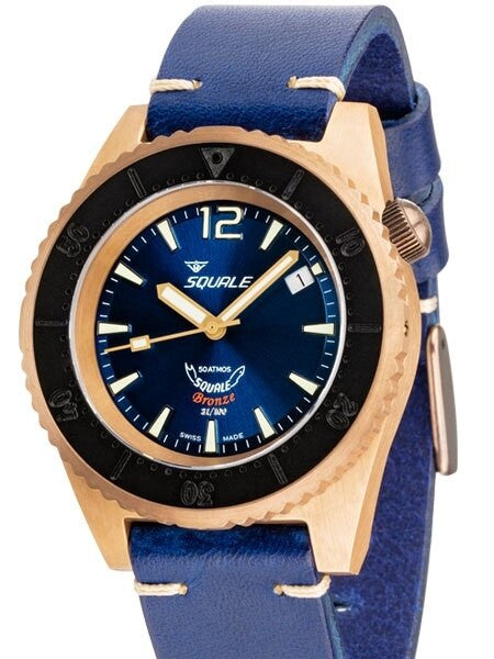 Squale 500 meter Professional Swiss Automatic Dive watch with Bronze Case #1521BR-026-BLU