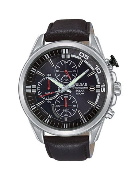 Pulsar Solar Quartz Chronograph Watch with Stopwatch and 24-Hour Sub-Dial #PZ6023