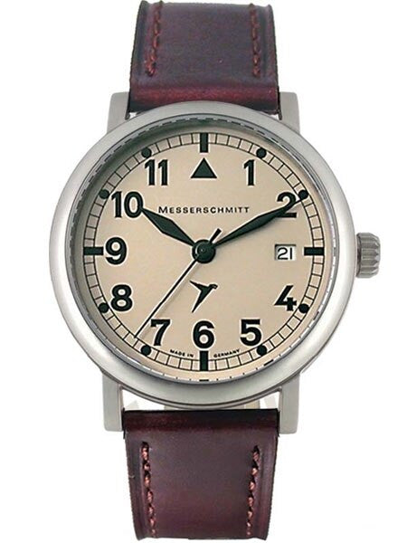 Messerschmitt Fliegeruhr Watch with Brown Leather Strap #ME-1285-1
