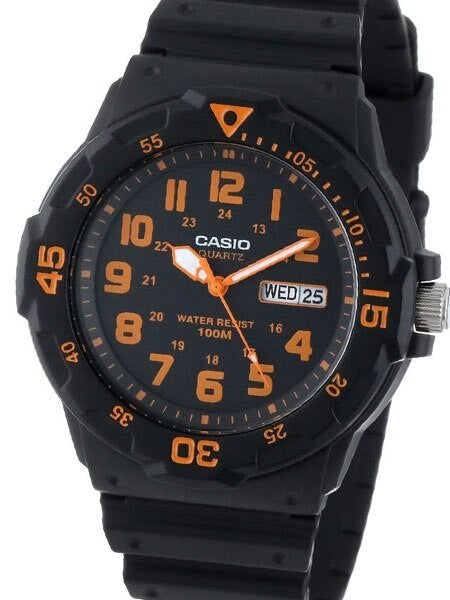 Casio Black Resin Quartz Analog Diver-Style Watch with Rotating Bezel #MRW-200H-4B