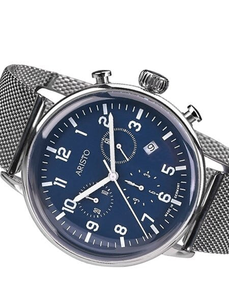 Aristo Bauhaus Swiss Quartz Chronograph Watch on Mesh Bracelet #4H161M