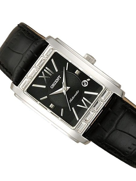 Orient Romance Women's Automatic Dress Watch with Curved Crystal and CZ Baguettes on the Bezel #ENRAP001B