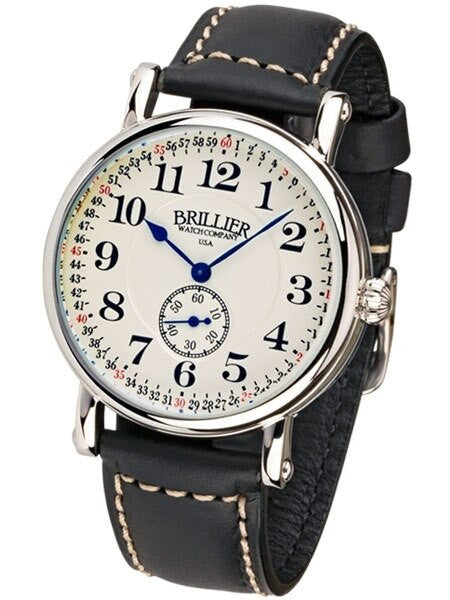 Brillier 43mm Americana Chapter 2 Railroad Swiss Quartz Watch with Calfskin Leather Strap #BR-06
