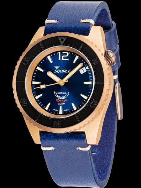 Squale 500 meter Professional Swiss Automatic Dive watch with Bronze Case #1521BR-026-BLU