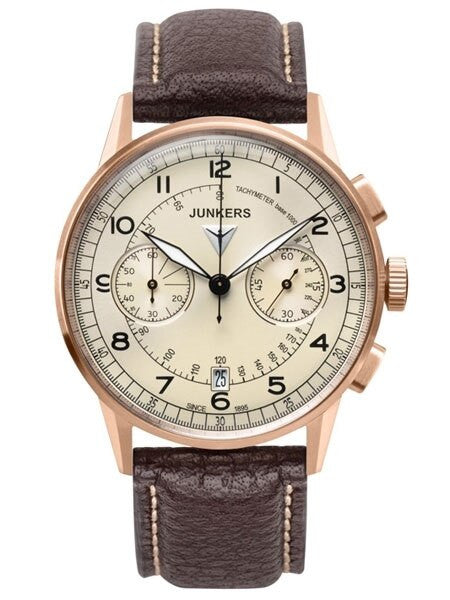 Junkers G38 Beige Dial, Quartz Chronograph with 60-Minute Timer #6972-1