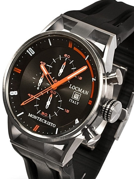 Locman Montecristo 100 Meter Quartz Chronograph Watch with 44mm Case #510BKORBK