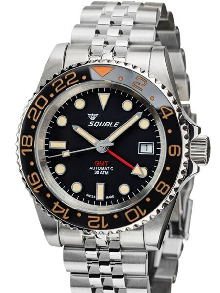 Scratch and Dent - Squale 300 meter Swiss Automatic GMT watch with Ceramic Bezel, AR Sapphire Crystal #1545GM-CER-VIN