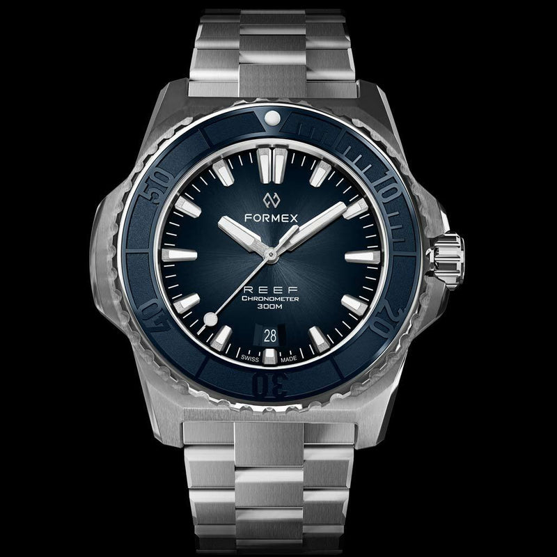 Formex REEF Swiss Automatic Chronometer Dive Watch with Sunburst Blue Dial #2200-1-6333-100